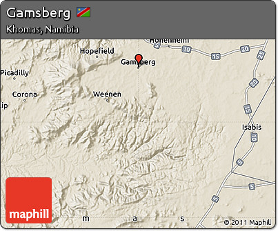 Shaded Relief Map of Gamsberg