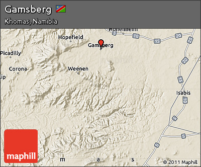 Shaded Relief Map of Gamsberg