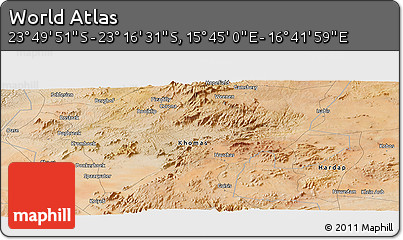 Satellite Panoramic Map of the Area around 23° 33' 11" S, 16° 13' 30" E