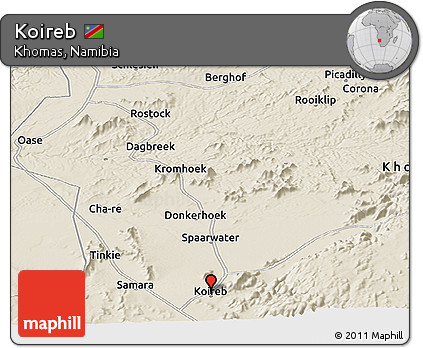 Shaded Relief Panoramic Map of Koireb
