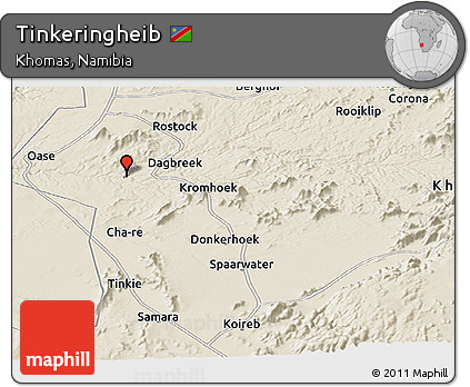 Shaded Relief Panoramic Map of Tinkeringheib