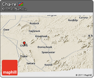 Shaded Relief Panoramic Map of Cha-re