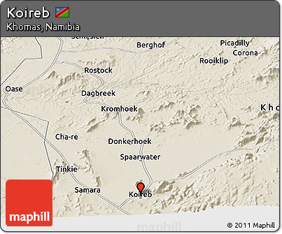 Shaded Relief Panoramic Map of Koireb