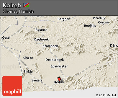 Shaded Relief Panoramic Map of Koireb