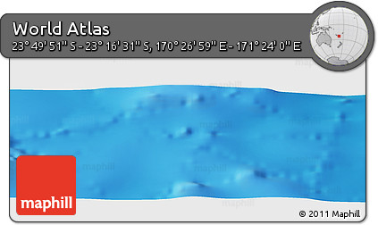 Physical Panoramic Map of the Area around 23° 33' 11" S, 170° 55' 30" E