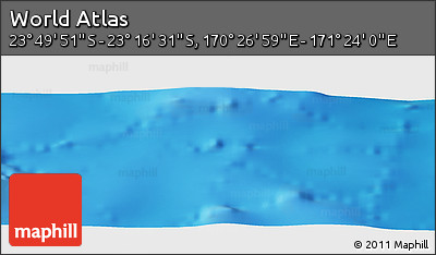 Physical Panoramic Map of the Area around 23° 33' 11" S, 170° 55' 30" E
