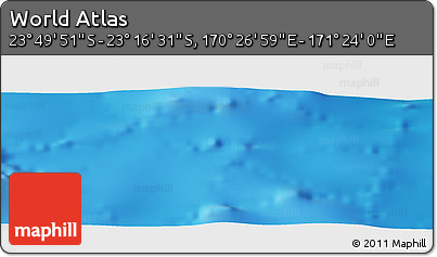 Physical Panoramic Map of the Area around 23° 33' 11" S, 170° 55' 30" E