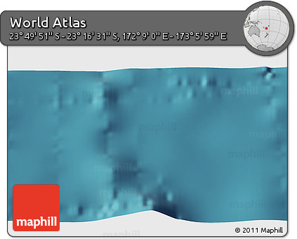 Satellite 3D Map of the Area around 23° 33' 11" S, 172° 37' 30" E