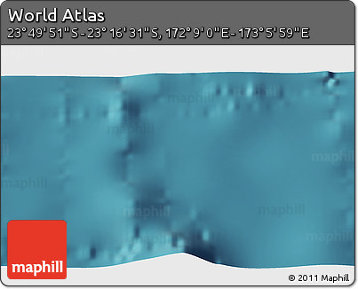 Satellite 3D Map of the Area around 23° 33' 11" S, 172° 37' 30" E