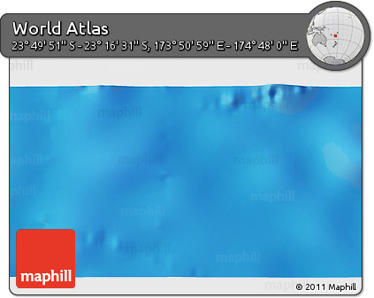 Physical 3D Map of the Area around 23° 33' 11" S, 174° 19' 29" E