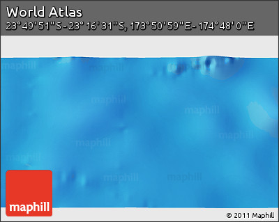Physical 3D Map of the Area around 23° 33' 11" S, 174° 19' 29" E