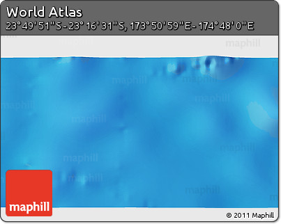 Physical 3D Map of the Area around 23° 33' 11" S, 174° 19' 29" E