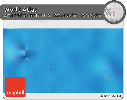 Physical 3D Map of the Area around 23° 33' 11" S, 175° 10' 30" E