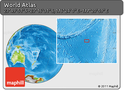 Physical Location Map of the Area around 23° 33' 11" S, 176° 52' 30" E