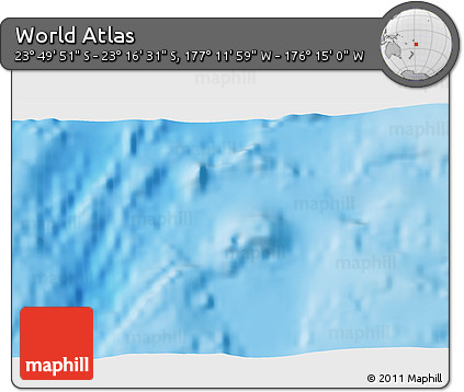 Physical 3D Map of the Area around 23° 33' 11" S, 176° 43' 29" W