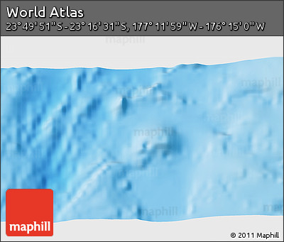 Physical 3D Map of the Area around 23° 33' 11" S, 176° 43' 29" W