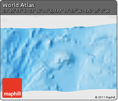 Physical 3D Map of the Area around 23° 33' 11" S, 176° 43' 29" W