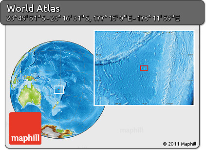 Physical Location Map of the Area around 23° 33' 11" S, 177° 43' 29" E