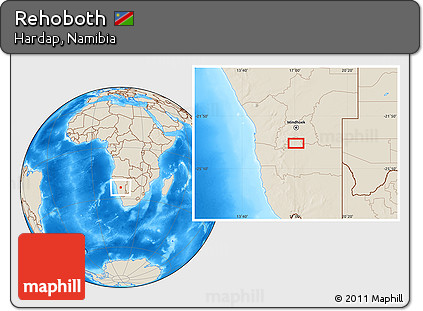 Shaded Relief Location Map of Rehoboth