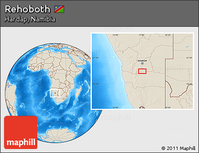 Shaded Relief Location Map of Rehoboth