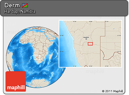 Shaded Relief Location Map of Derm