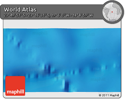 Physical 3D Map of the Area around 23° 33' 11" S, 18° 37' 30" W