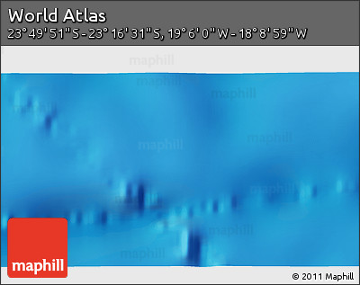 Physical 3D Map of the Area around 23° 33' 11" S, 18° 37' 30" W