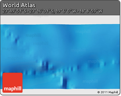 Physical 3D Map of the Area around 23° 33' 11" S, 18° 37' 30" W