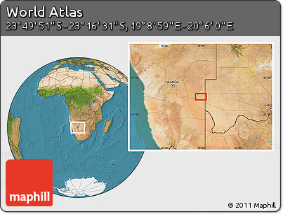 Satellite Location Map of the Area around 23° 33' 11" S, 19° 37' 30" E