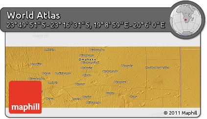 Physical Panoramic Map of the Area around 23° 33' 11" S, 19° 37' 30" E