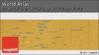 Physical Panoramic Map of the Area around 23° 33' 11" S, 19° 37' 30" E