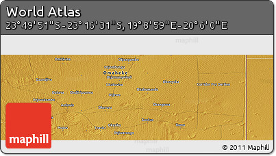 Physical Panoramic Map of the Area around 23° 33' 11" S, 19° 37' 30" E