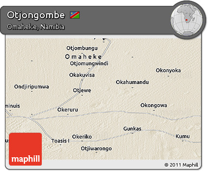 Shaded Relief Panoramic Map of Otjongombe