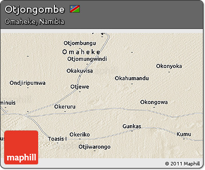 Shaded Relief Panoramic Map of Otjongombe