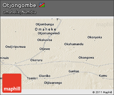Shaded Relief Panoramic Map of Otjongombe