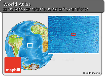 Physical Location Map of the Area around 23° 33' 11" S, 19° 28' 30" W