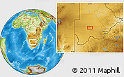 Physical Location Map of the area around 23° 33' 11" S, 23° 1' 29" E