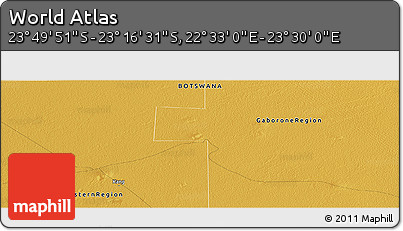 Physical Panoramic Map of the Area around 23° 33' 11" S, 23° 1' 29" E