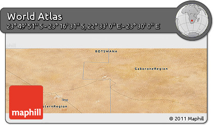 Satellite Panoramic Map of the Area around 23° 33' 11" S, 23° 1' 29" E