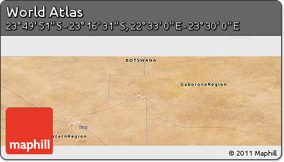 Satellite Panoramic Map of the Area around 23° 33' 11" S, 23° 1' 29" E