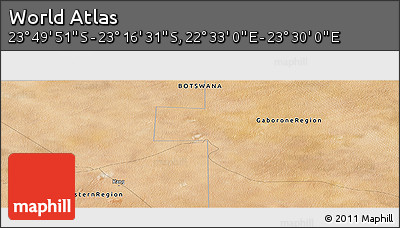 Satellite Panoramic Map of the Area around 23° 33' 11" S, 23° 1' 29" E