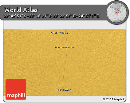 Physical 3D Map of the Area around 23° 33' 11" S, 23° 52' 30" E