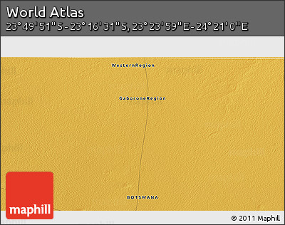 Physical 3D Map of the Area around 23° 33' 11" S, 23° 52' 30" E
