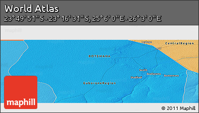 Political Panoramic Map of the Area around 23° 33' 11" S, 25° 34' 30" E