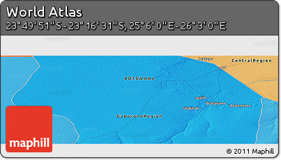 Political Panoramic Map of the Area around 23° 33' 11" S, 25° 34' 30" E