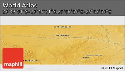 Physical Panoramic Map of the Area around 23° 33' 11" S, 26° 25' 29" E