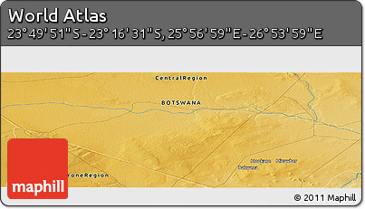 Physical Panoramic Map of the Area around 23° 33' 11" S, 26° 25' 29" E