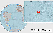 Gray Location Map of the area around 23° 33' 11" S, 26° 16' 29" W, hill shading