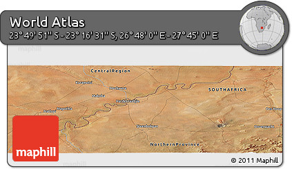 Satellite Panoramic Map of the Area around 23° 33' 11" S, 27° 16' 29" E