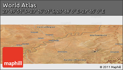 Satellite Panoramic Map of the Area around 23° 33' 11" S, 27° 16' 29" E